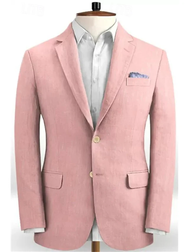 Men's Tailored Fit Single Breasted Two-buttons 2 Pieces Wedding Suits - Image 7