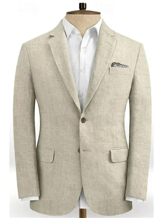 Men's Tailored Fit Single Breasted Two-buttons 2 Pieces Wedding Suits - Image 9