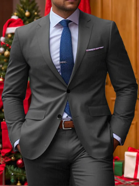 Men's Tailored Fit Single Breasted Two-buttons 2 Pieces Wedding Suits - Image 7
