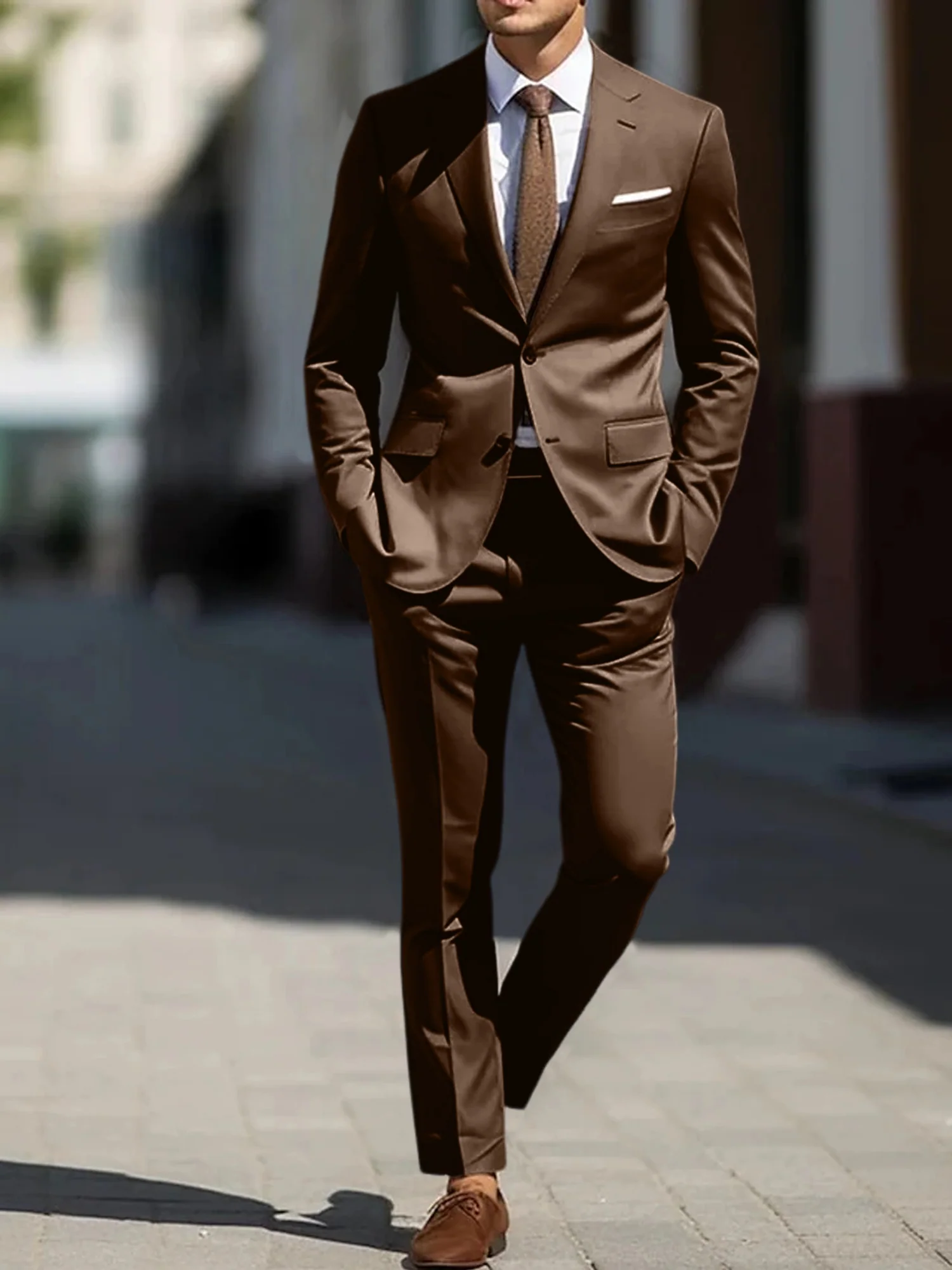 Men's Tailored Fit Single Breasted Two-buttons 2 Pieces Wedding Suits - Image 5