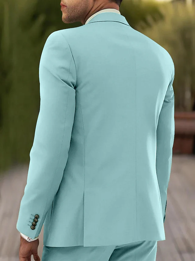 Men's Tailored Fit Single Breasted Two-buttons 3 Pieces Wedding Suits - Image 2