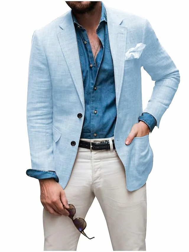 Men's Tailored Fit Single Breasted Two-buttons Blazer Jacket - Image 6