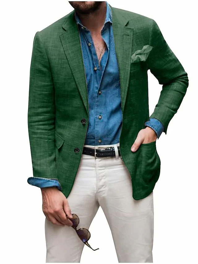 Men's Tailored Fit Single Breasted Two-buttons Blazer Jacket - Image 5