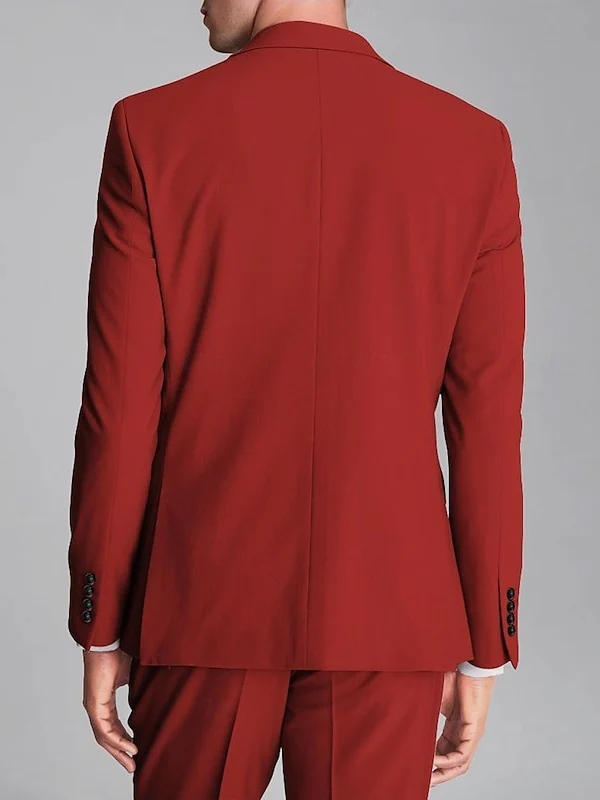 Men's Tailored Fit Single Breasted Two-buttons Party Wedding Suits 3 Piece - Image 2