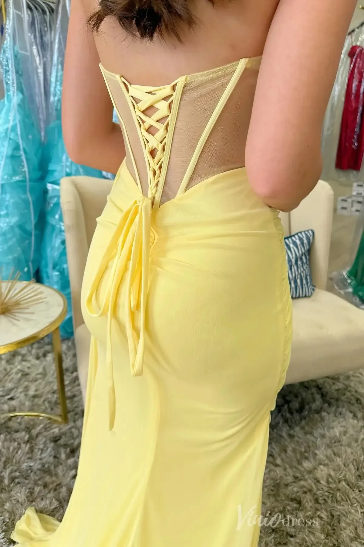 Mermaid / Trumpet Prom Dress Corset Formal Dress Floor Length Sleeveless Off Shoulder With Back Lace Up - Image 2