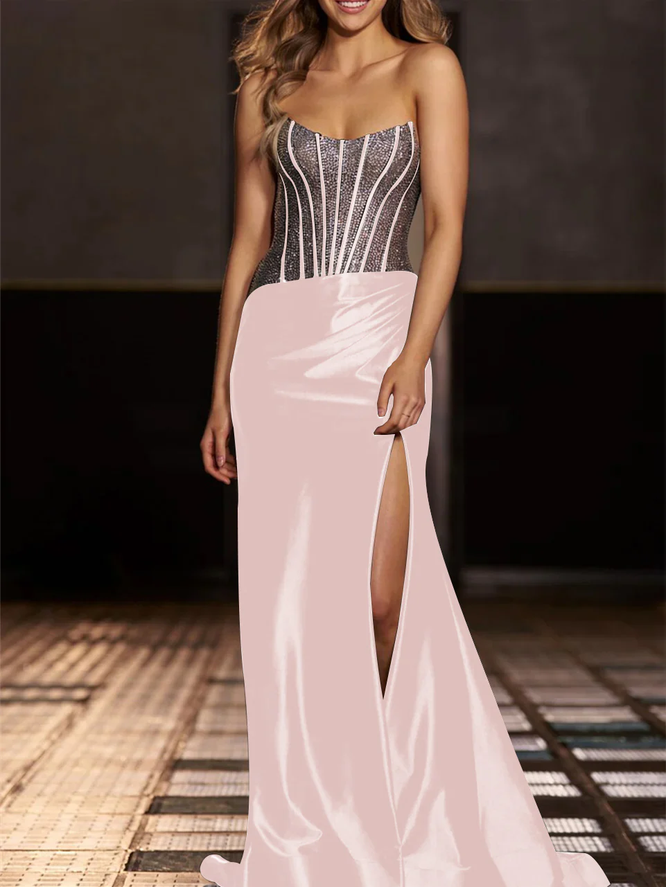 Mermaid/Trumpet Strapless Floor-Length Evening Dresses with Sequin - Image 11