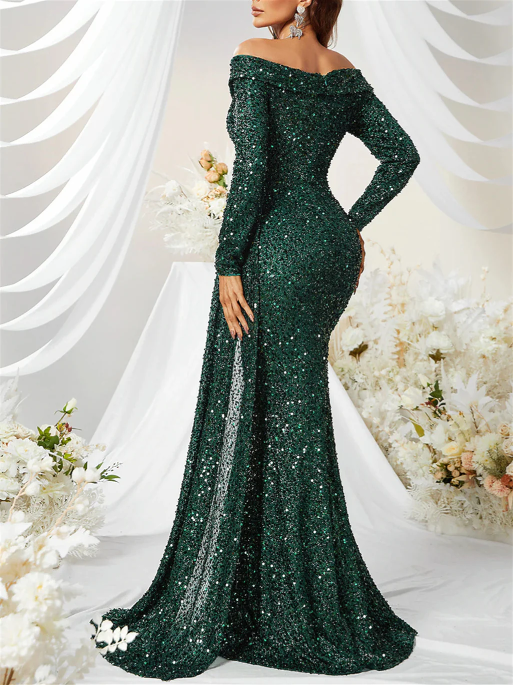 Mermaid/Trumpet Sweep Train Sparkly Evening Dresses with Sequin - Image 3