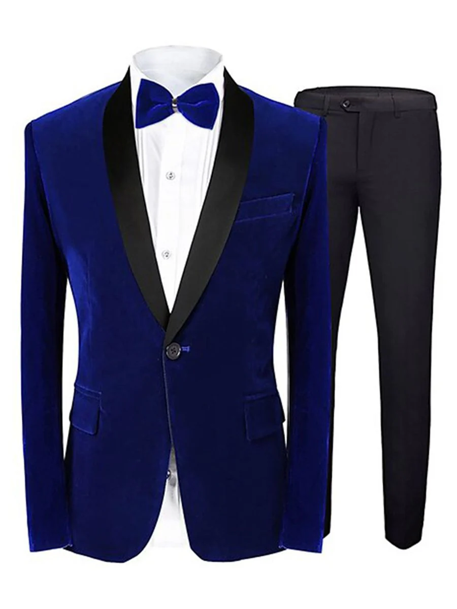 Green Blue Burgundy Men's Velvet Regular Single Breasted One-Button Party Suits Jacket - Image 8