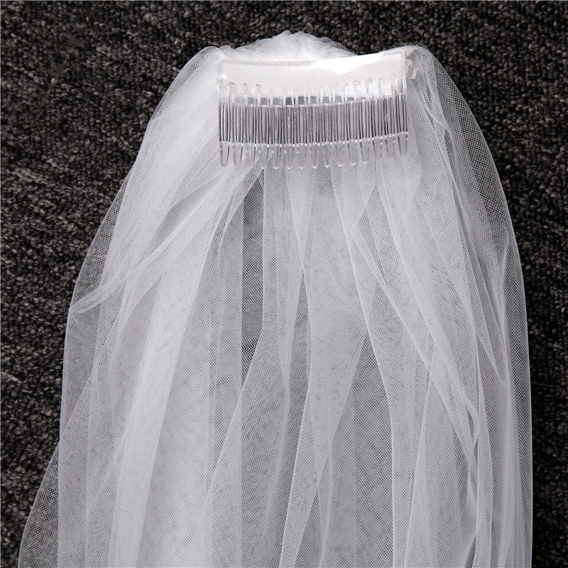 One-tier Cute Wedding Veil Cathedral Veils with Appliques - Image 4