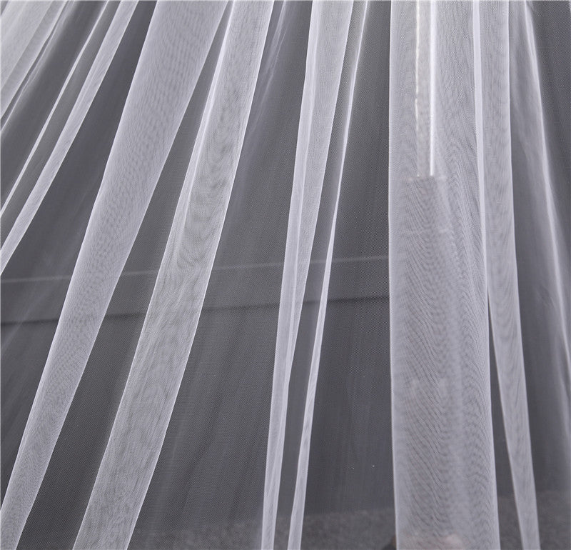 One-tier Cute Wedding Veil Cathedral Veils with Appliques - Image 5