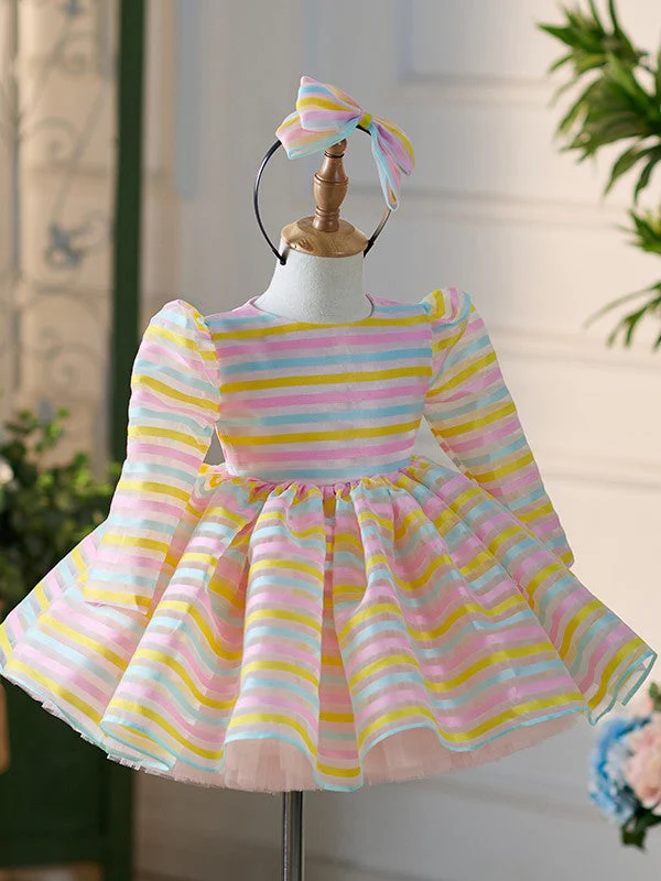 Organza Tulle Knee-length White 1st Birthday Party Baby Girl Dress - Image 2