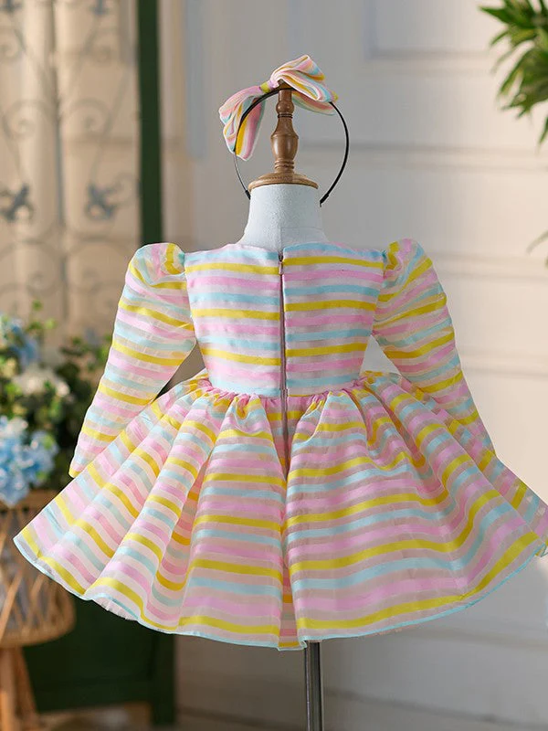 Organza Tulle Knee-length White 1st Birthday Party Baby Girl Dress - Image 3