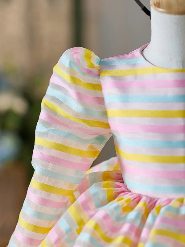 Organza Tulle Knee-length White 1st Birthday Party Baby Girl Dress - Image 5