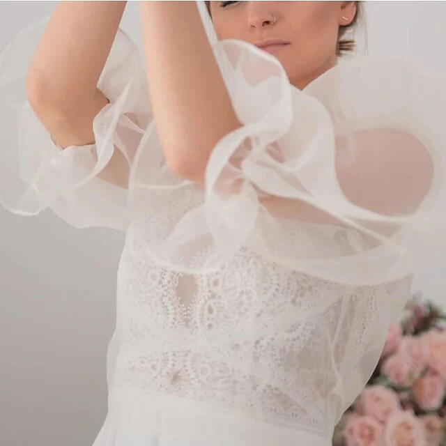 Organza Wedding Wraps With Ruffles For Wedding - Image 3