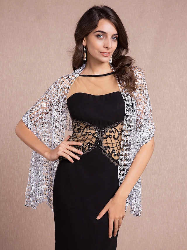 Party Evening Wedding Guest Wraps / Shawls With Sequin - Image 4