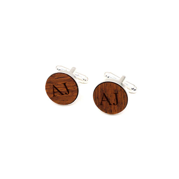 Personalized Vintage Wood Copper Cufflinks - Image 3