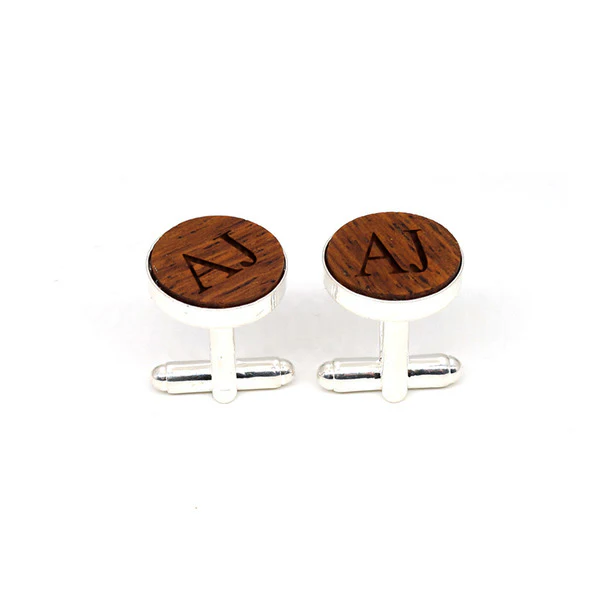 Personalized Vintage Wood Copper Cufflinks - Image 4