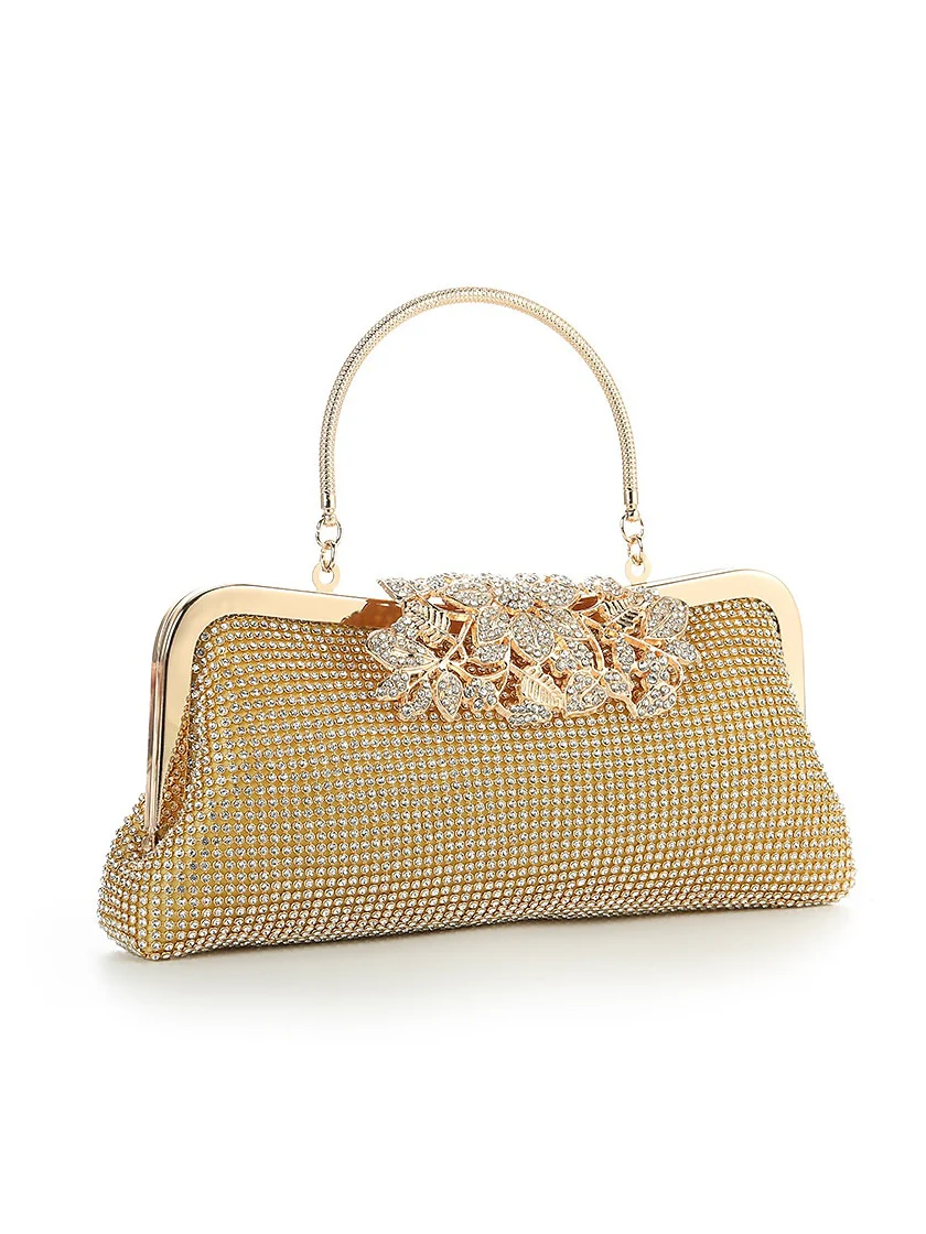 Polyester Large Capacity Crystals Rhinestone Chain Clutches Bags - Image 2