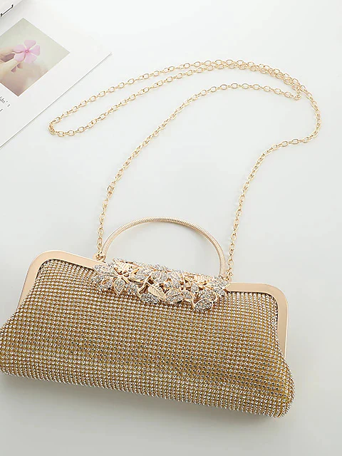 Polyester Large Capacity Crystals Rhinestone Chain Clutches Bags - Image 3