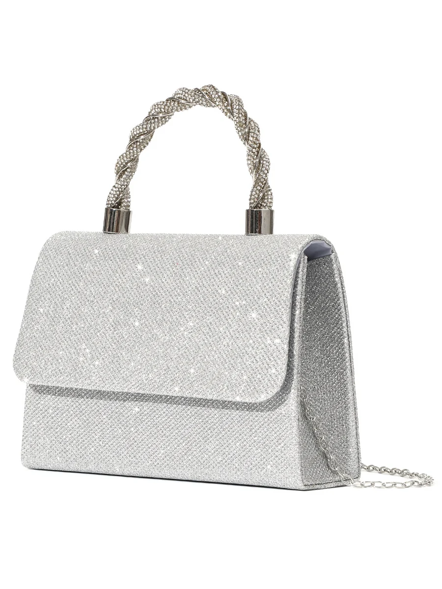 Polyester Multi Carry Solid Color Chain Knot Design Evening Bags