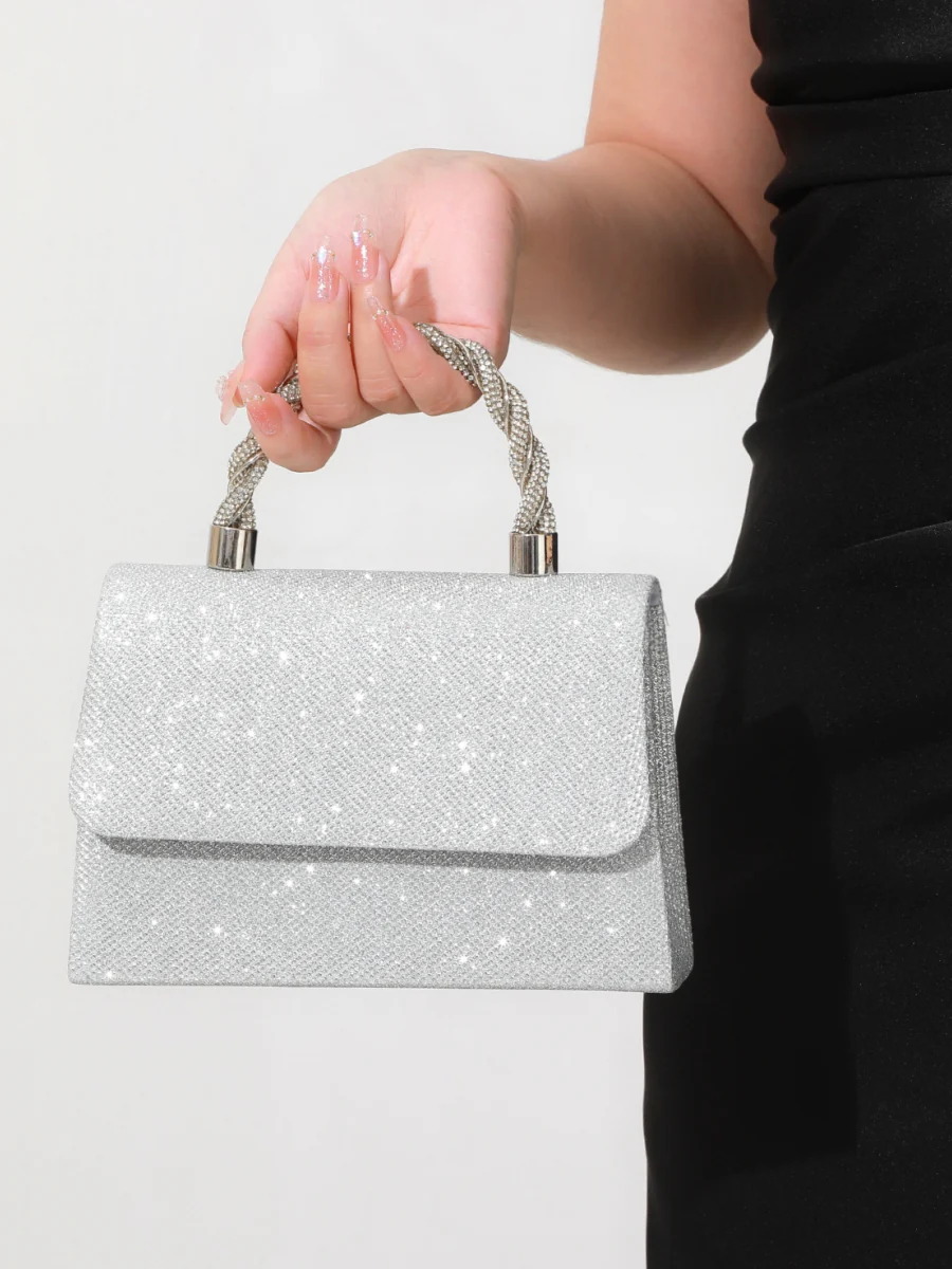 Polyester Multi Carry Solid Color Chain Knot Design Evening Bags - Image 2
