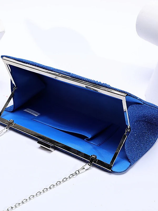 Polyester Solid Color Glitter Chain Clutches - Image 2