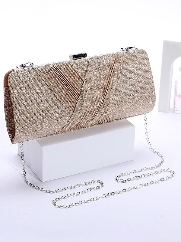 Polyester Solid Color Glitter Chain Clutches - Image 6