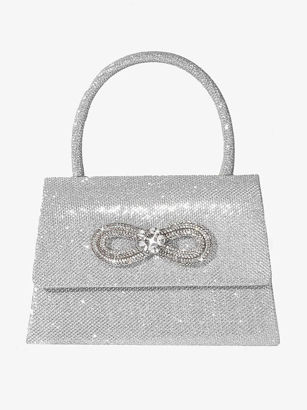 Polyester Solid Color Multi Carry Crystals Rhinestone Chain Evening Bags - Image 3