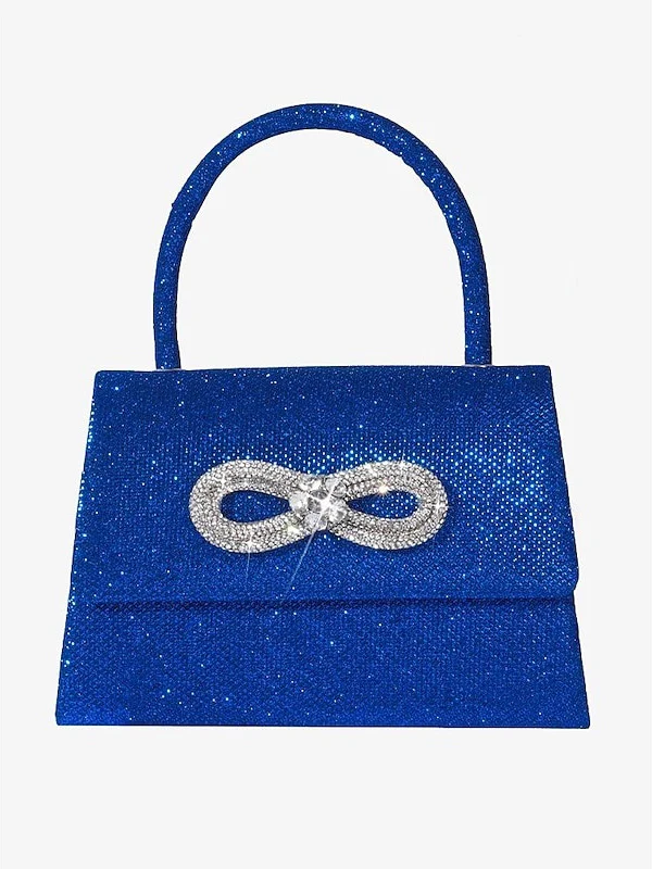 Polyester Solid Color Multi Carry Crystals Rhinestone Chain Evening Bags - Image 4