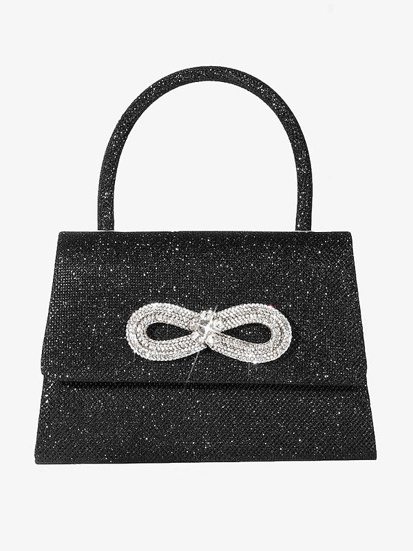 Polyester Solid Color Multi Carry Crystals Rhinestone Chain Evening Bags - Image 5
