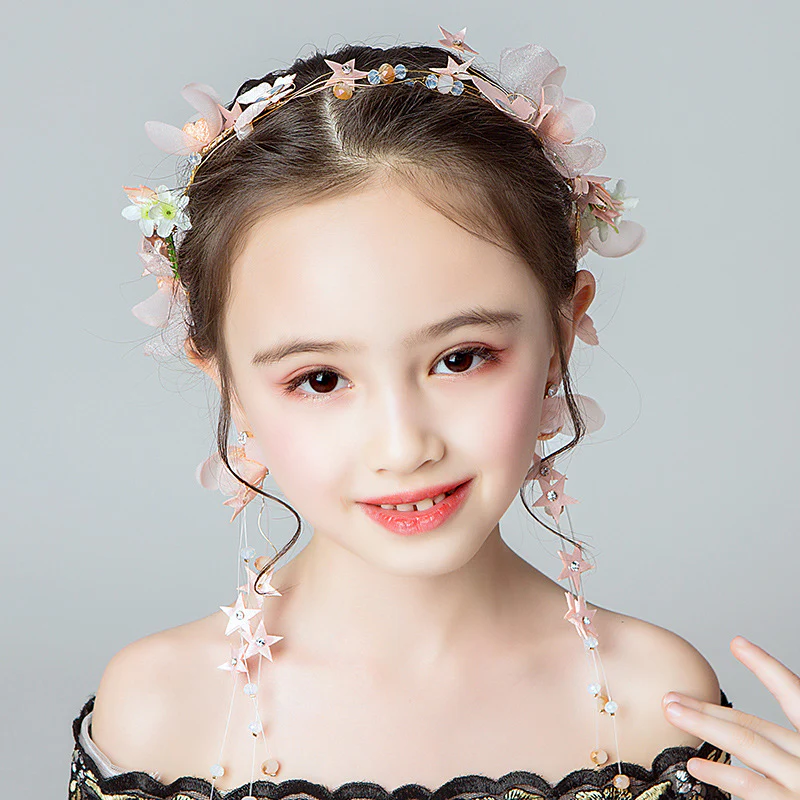 Pretty Pink Butterfly Flower Headpiece Accessories with Crystal - Image 3