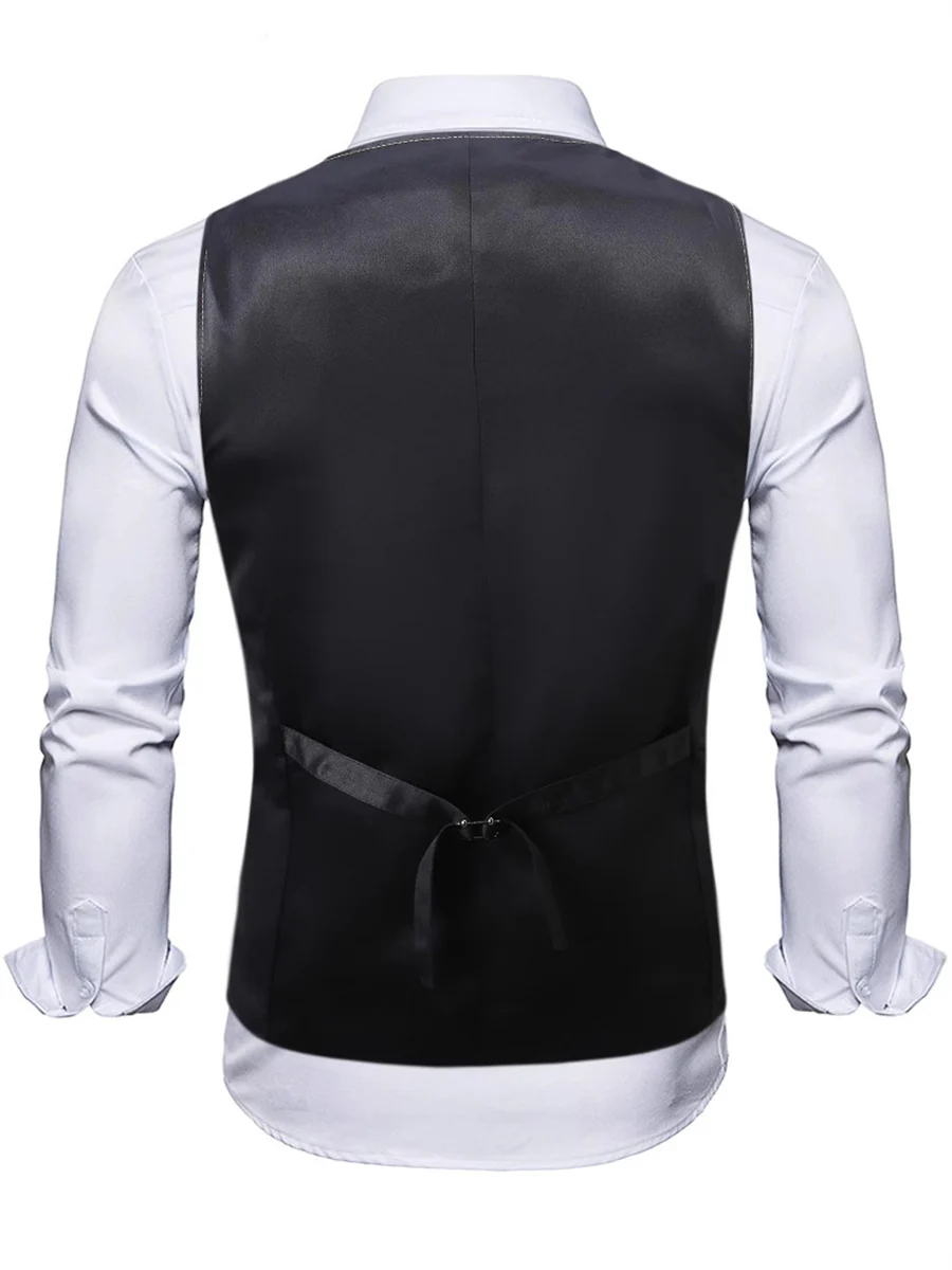 Purple Men's Sequins V-Neck Single Breasted Buttons Sparkling Party Vest with Pocket & Belt - Image 2