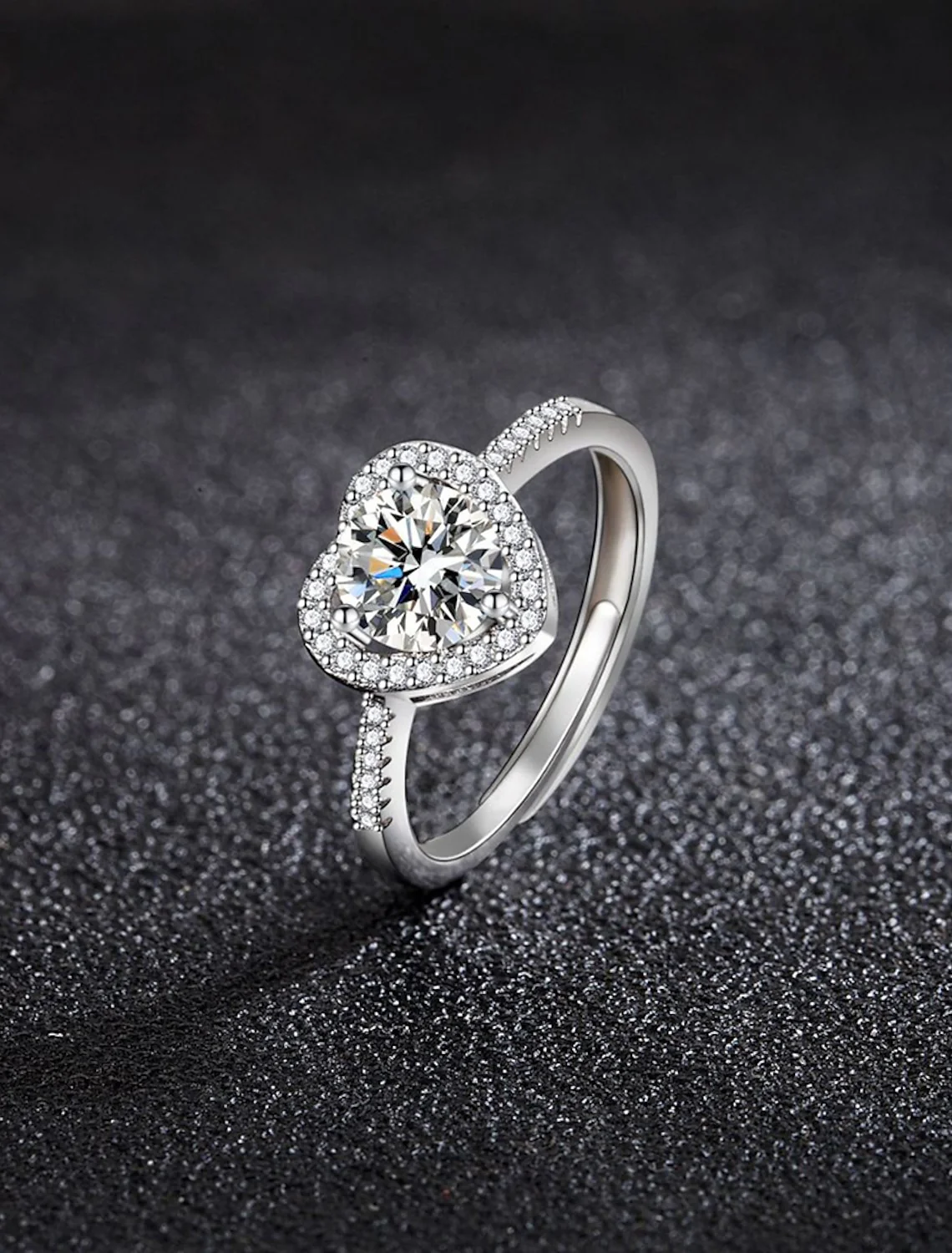 Ring Wedding Geometrical Silver Rhinestone S925 Sterling Silver Heart Stylish Simple Luxury / Adjustable Ring - Image 2