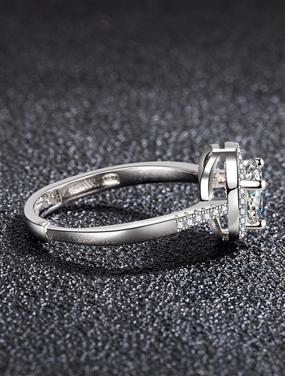Ring Wedding Geometrical Silver Rhinestone S925 Sterling Silver Heart Stylish Simple Luxury / Adjustable Ring - Image 5