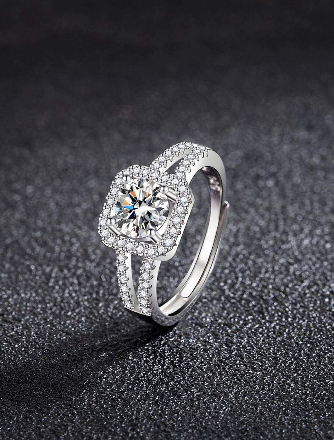Ring Wedding Geometrical Silver Rhinestone S925 Sterling Silver Stylish Simple Luxury - Image 3