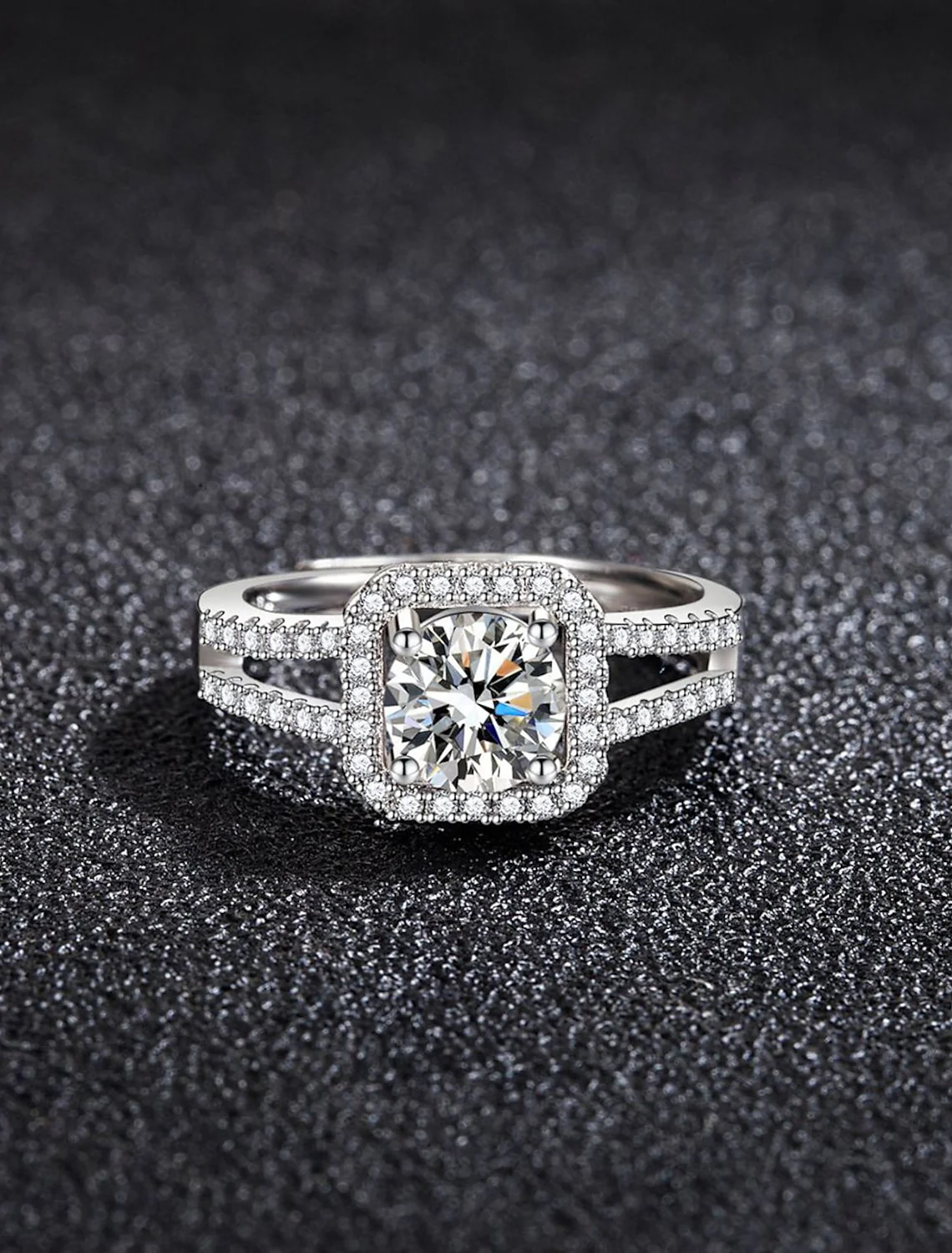 Ring Wedding Geometrical Silver Rhinestone S925 Sterling Silver Stylish Simple Luxury - Image 6