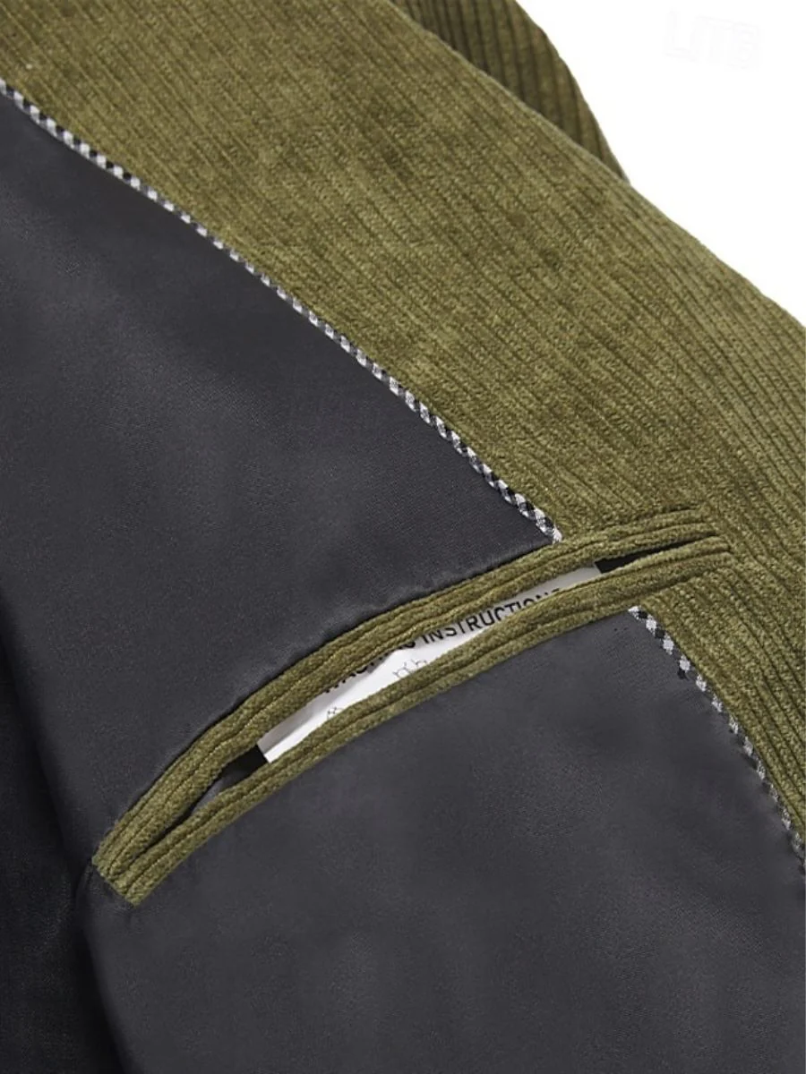 Sage Men's Corduroy Peak Neck Regular Single Double Breasted Six-Buttons Party Suits Jacket - Image 8