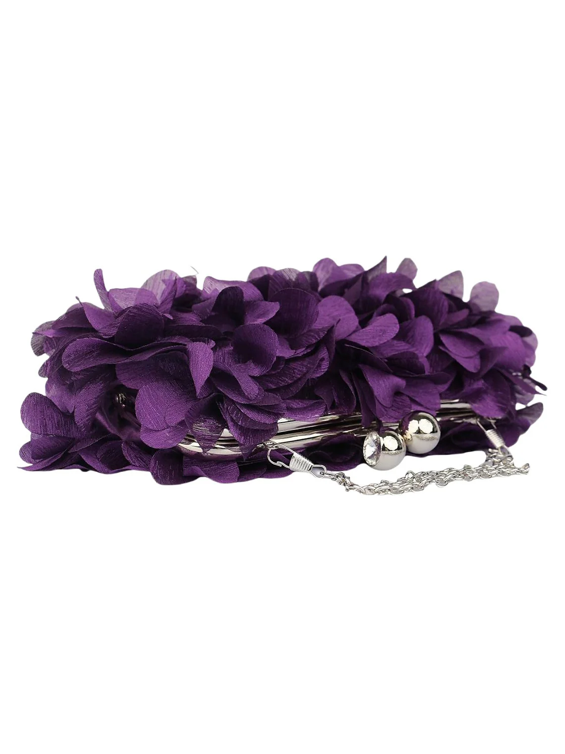 Satin Solid Color Rhinestone Chain Clutch Bags - Image 2