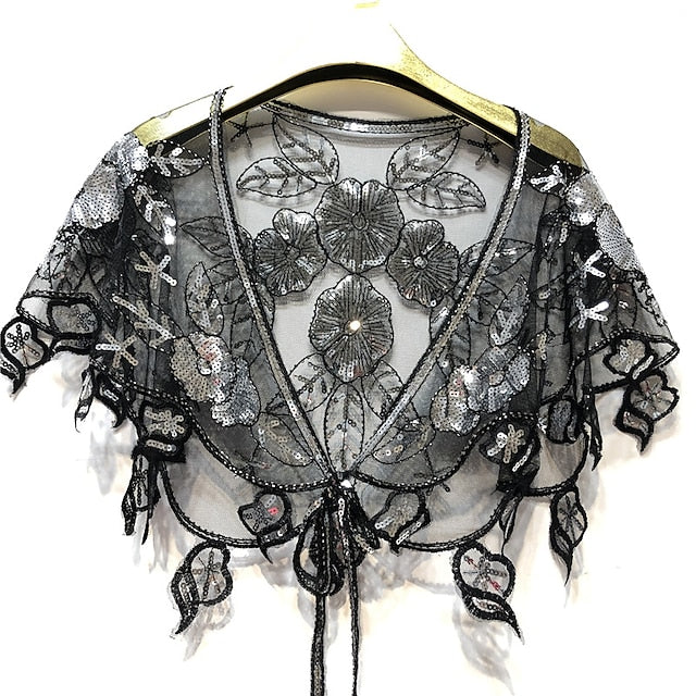Shawl & Wrap Shawls Women's Wrap Pure Glittering Sparkle & Shine Sleeveless Tulle Wedding Wraps With Beading - Image 5
