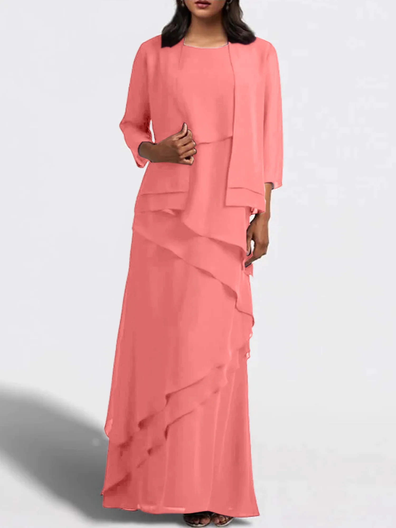 Sheath/Column Floor-Length Mother of the Bride Dresses with Jacket - Image 12