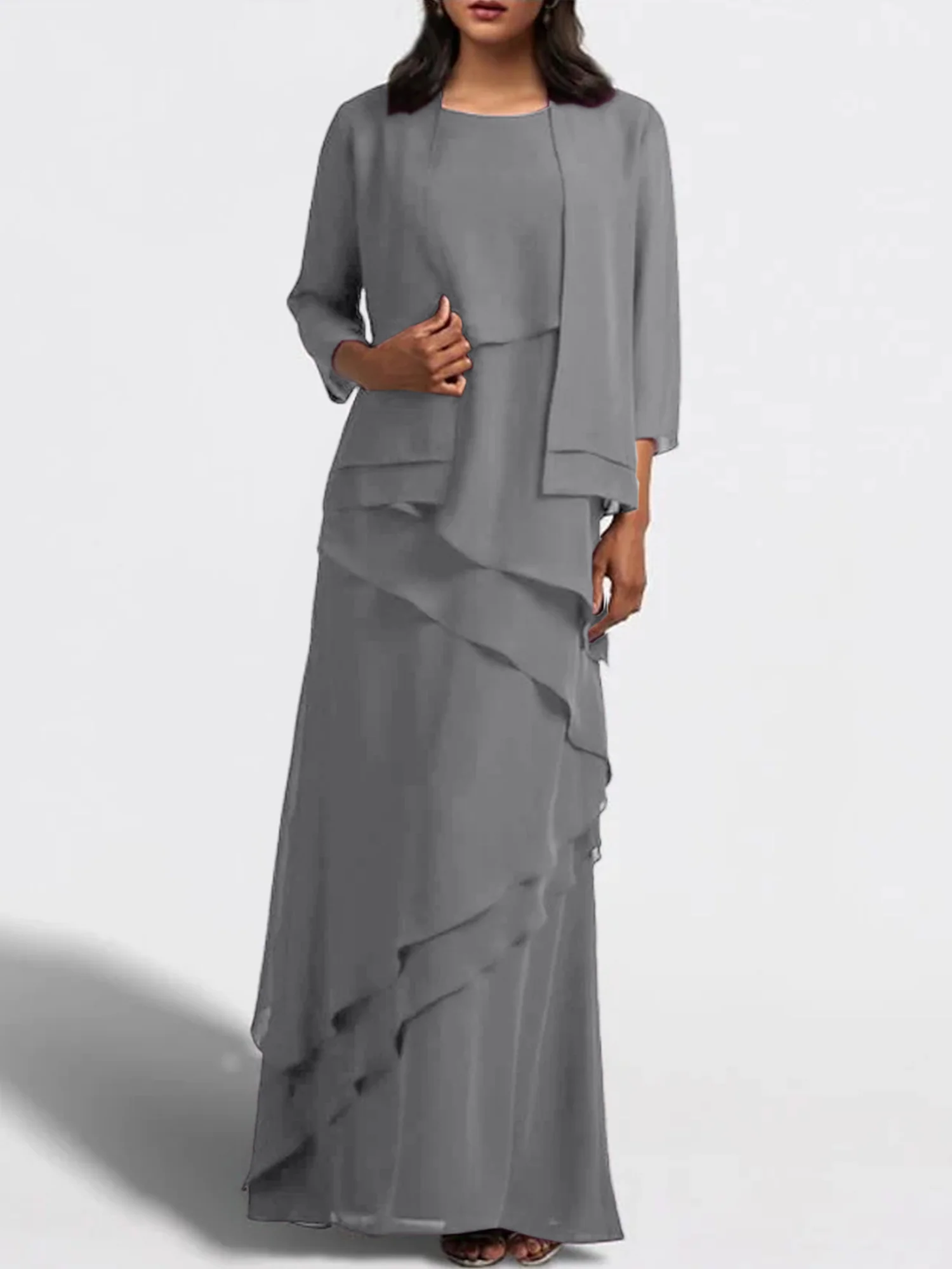 Sheath/Column Floor-Length Mother of the Bride Dresses with Jacket - Image 26