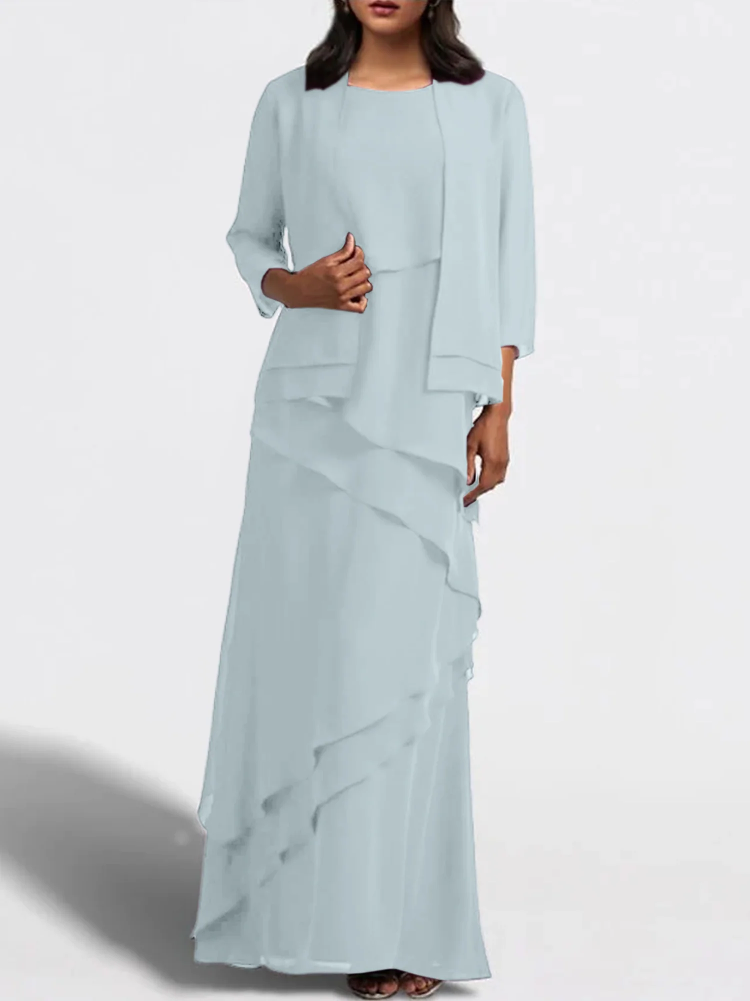 Sheath/Column Floor-Length Mother of the Bride Dresses with Jacket - Image 31