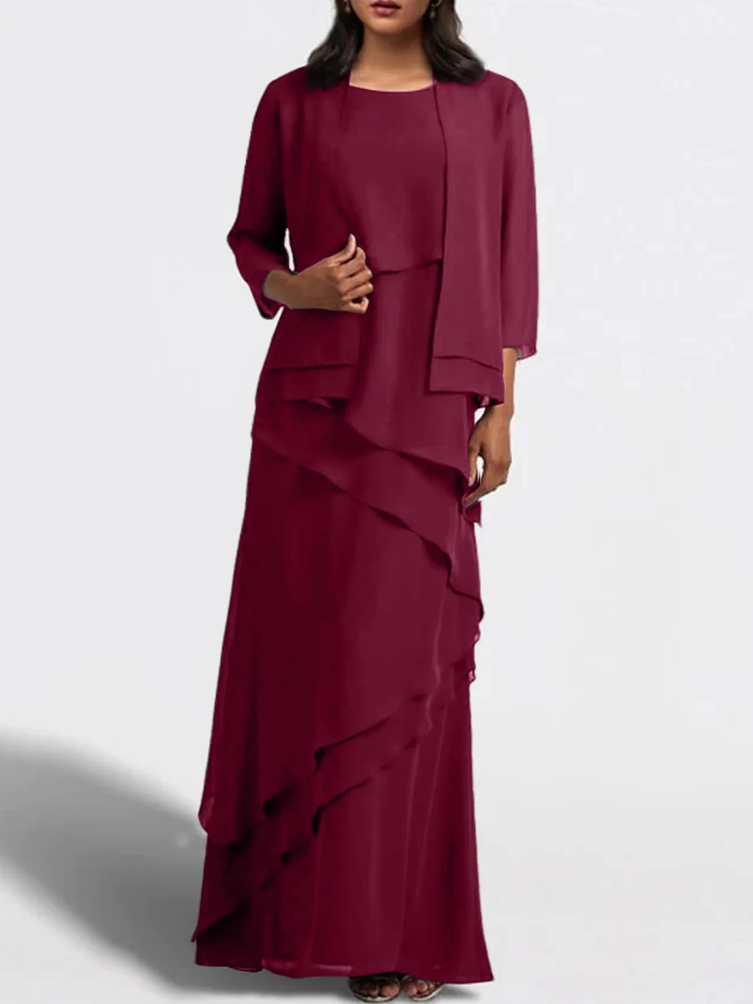 Sheath/Column Floor-Length Mother of the Bride Dresses with Jacket - Image 32