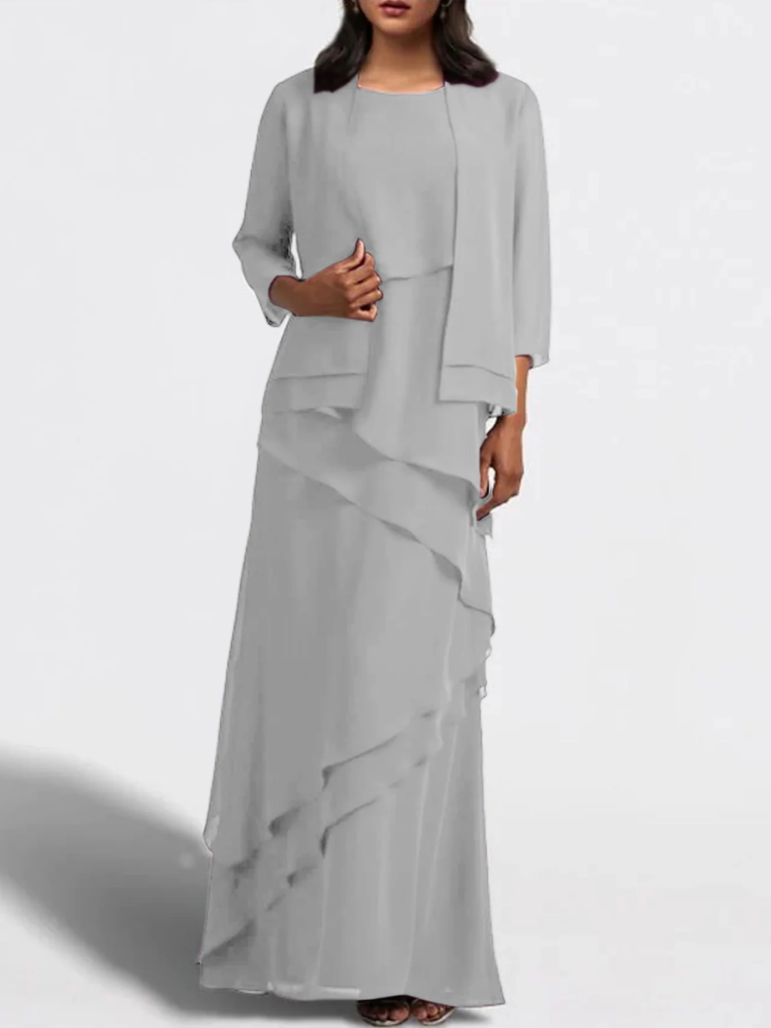 Sheath/Column Floor-Length Mother of the Bride Dresses with Jacket - Image 62