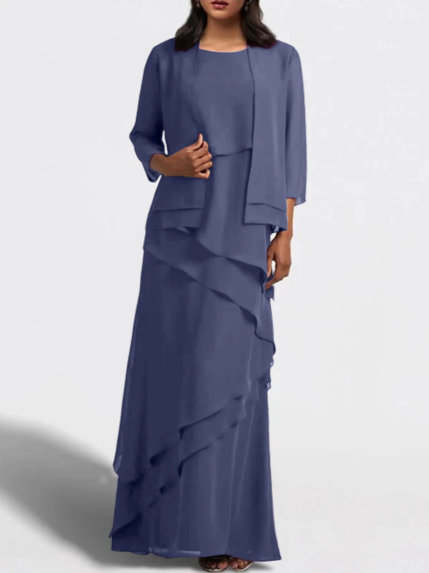 Sheath/Column Floor-Length Mother of the Bride Dresses with Jacket - Image 66