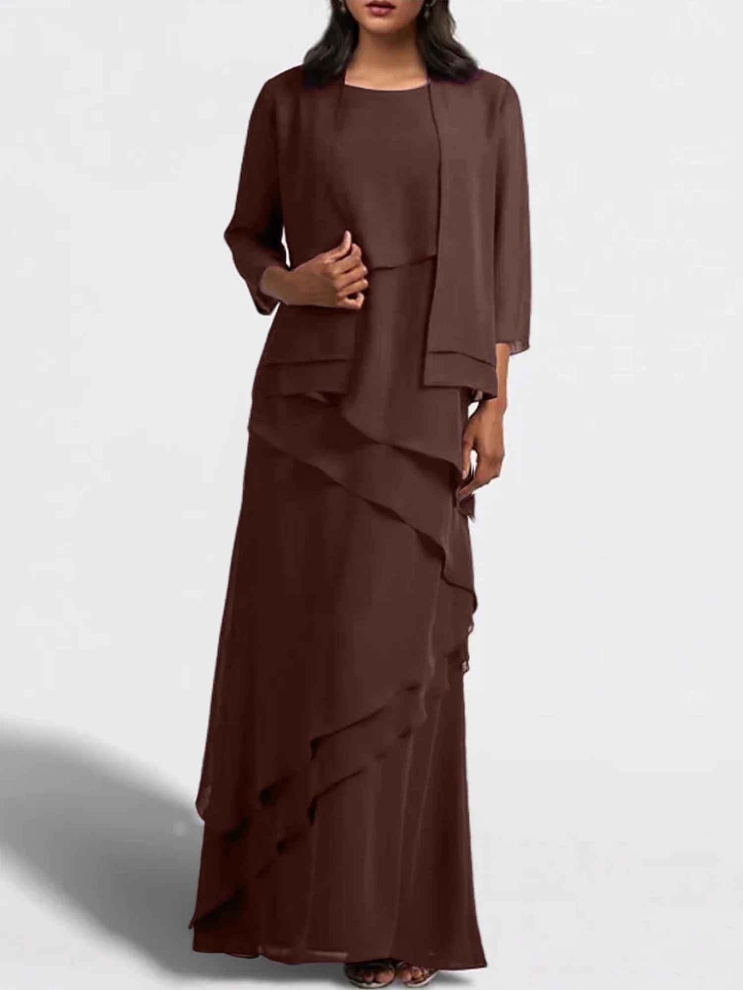 Sheath/Column Floor-Length Mother of the Bride Dresses with Jacket - Image 7