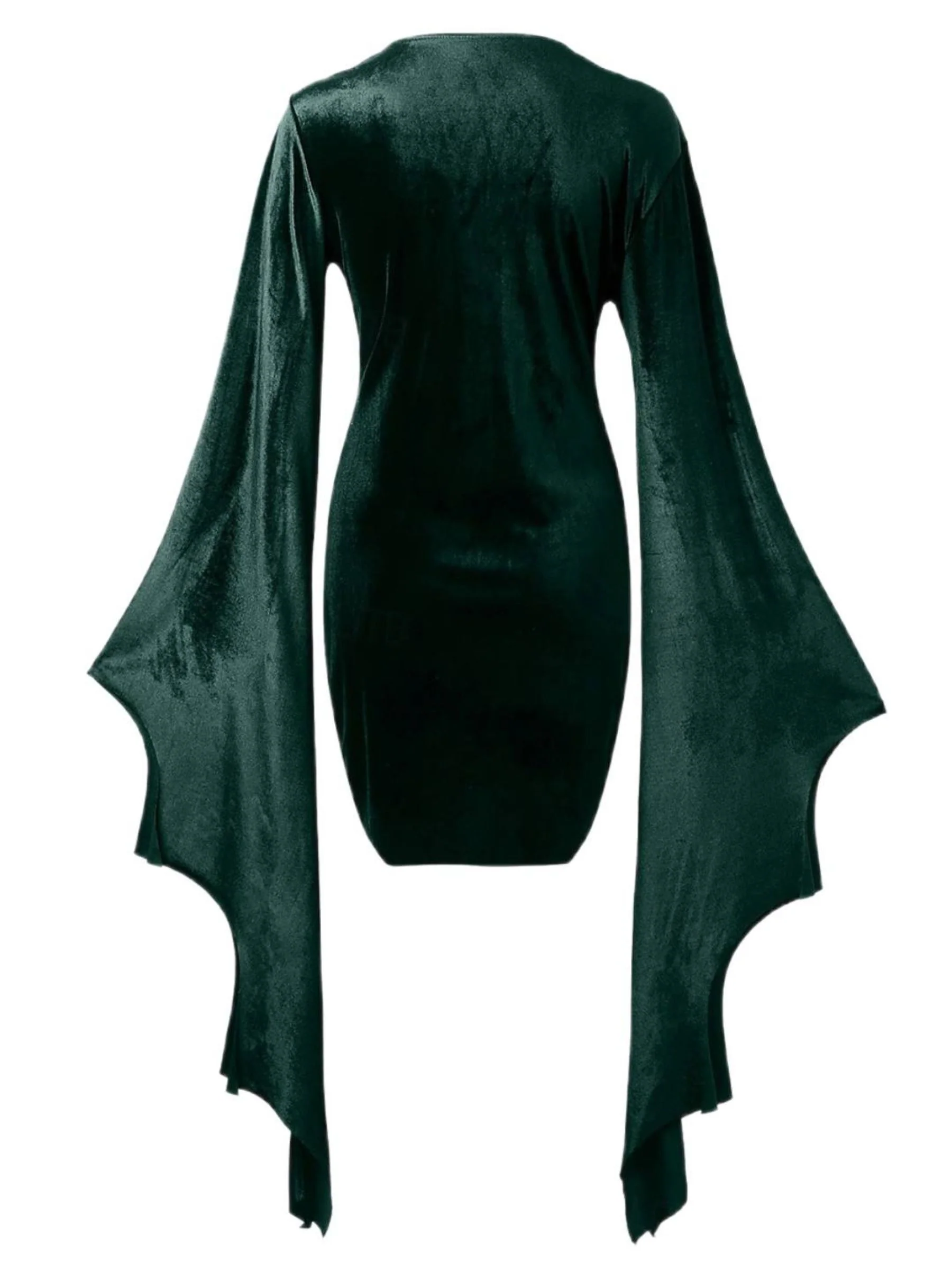 Sheath/Column Green V-Neck Long Bat Sleeves Short/Mini Halloween Performance Costumes Dress - Image 3
