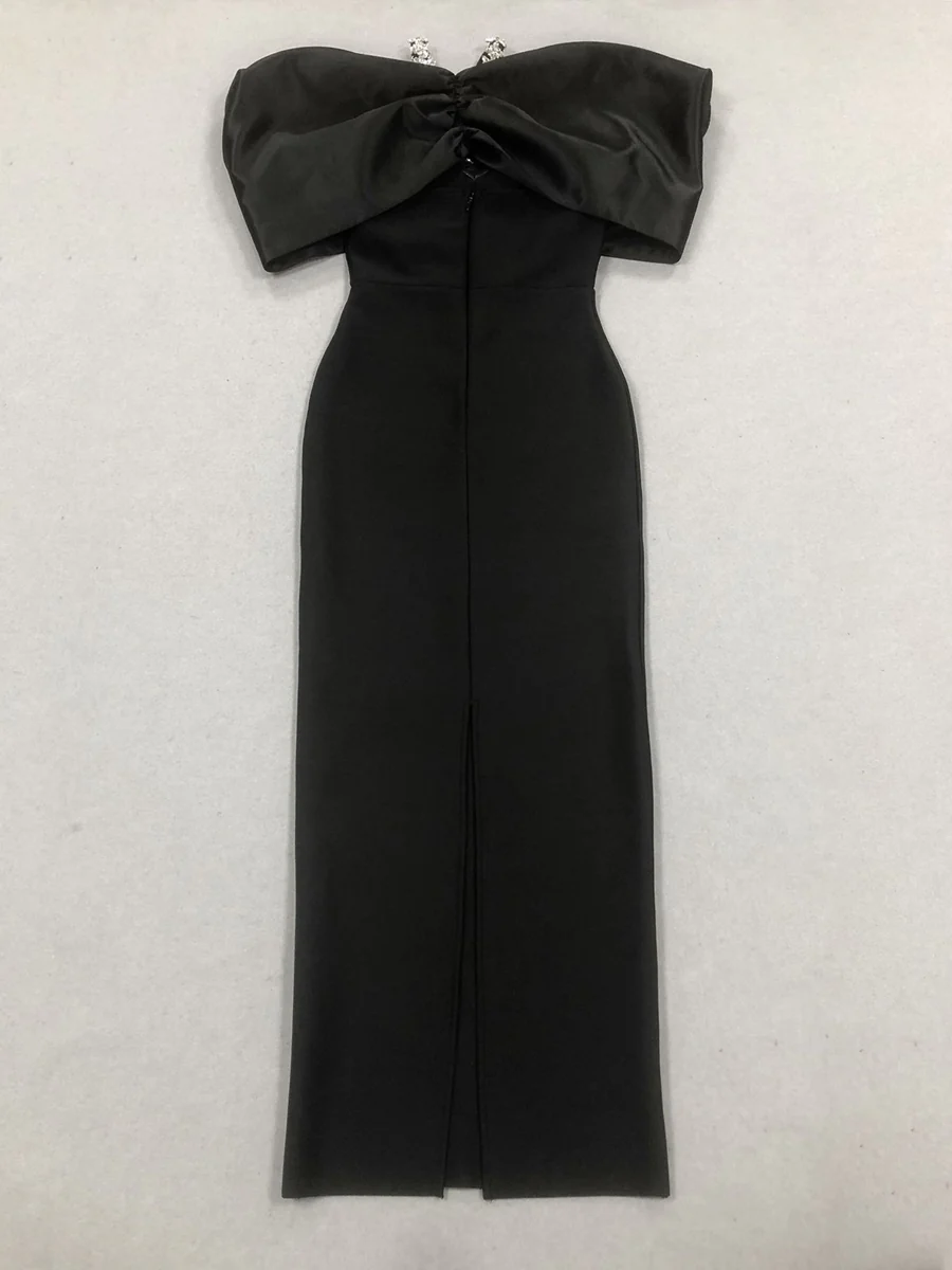 Sheath/Column Halter Sleeveless Ankle-Length Evening Dresses with Rhinestones & Bows - Image 10