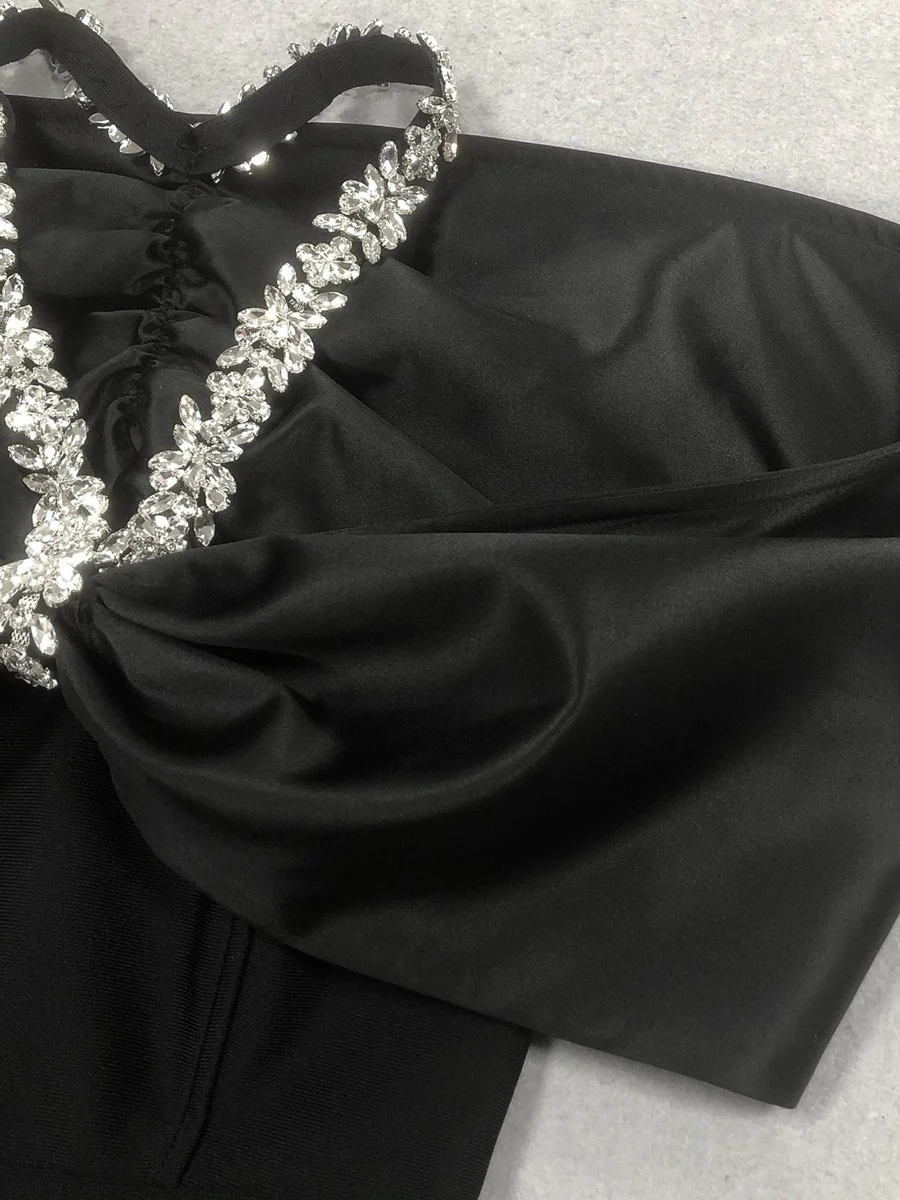Sheath/Column Halter Sleeveless Ankle-Length Evening Dresses with Rhinestones & Bows - Image 13