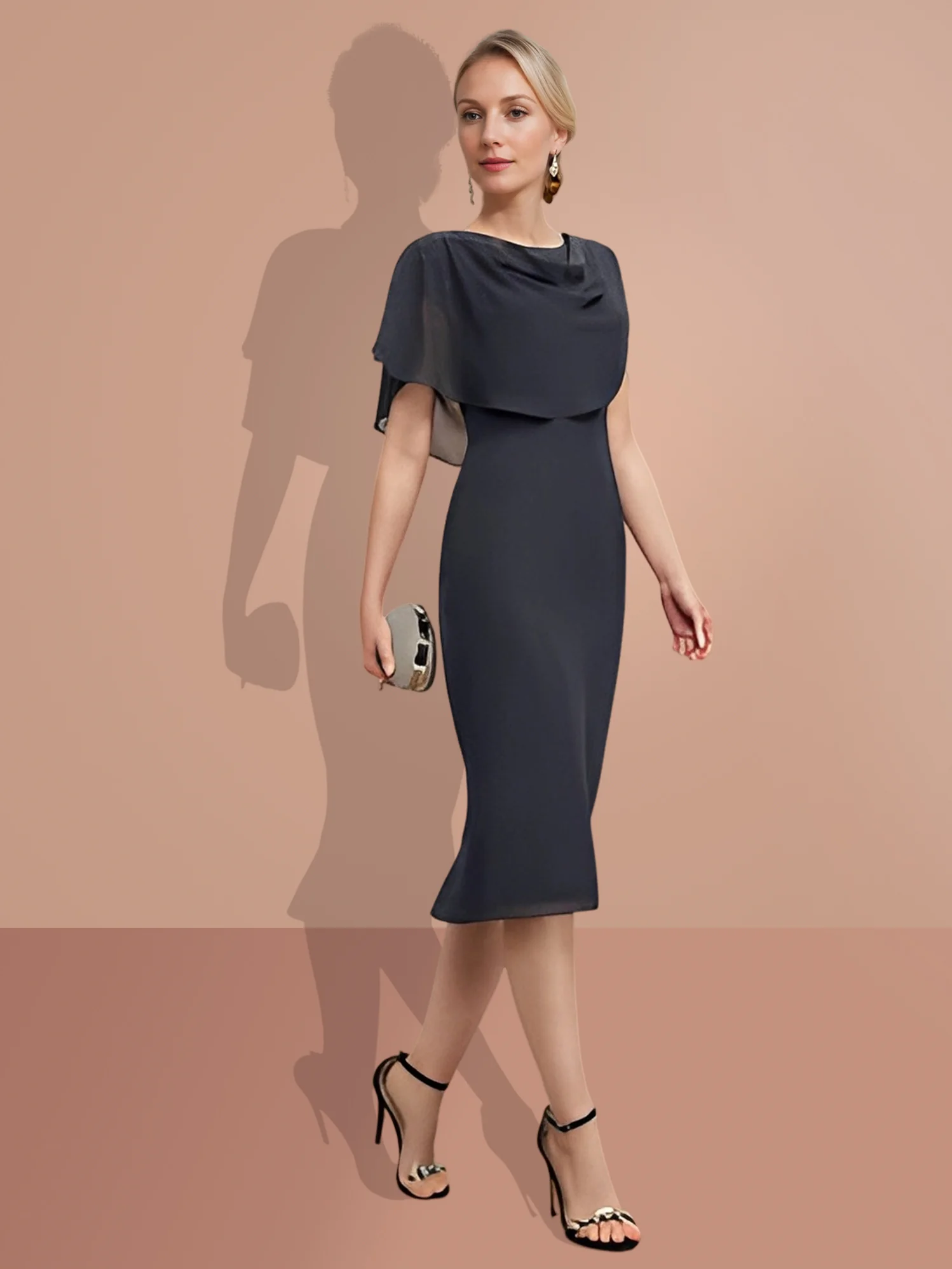 Sheath/Column Knee-Length Short Sleeves Mother of the Bride Dresses - Image 4